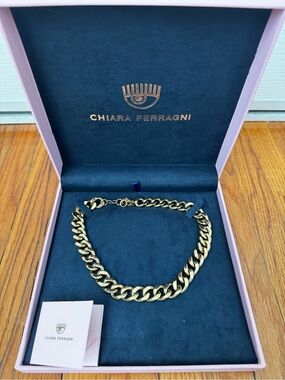Chiara Ferragni Gold Chunky Curb Chain Necklace